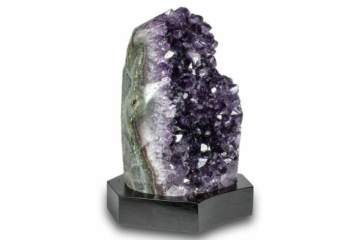Deep Purple Amethyst Geode With Wood Base - Uruguay #275654